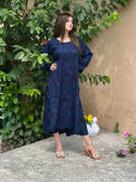 Close-up of the elegant blue printed finish and fabric quality of the Gulzar 2PC lawn outfit.