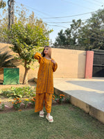 Full-length view of the Golden Petal 2PC set, designed for a refined and modern look for festive and casual wear.