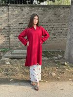 Scarlet Grace vibrant red premium linen kurti for women, designed for effortless elegance and all-day comfort.