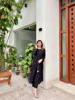 Zehra black 2-piece embroidered lawn suit featuring Chikankari-style patterns by Cloothy.