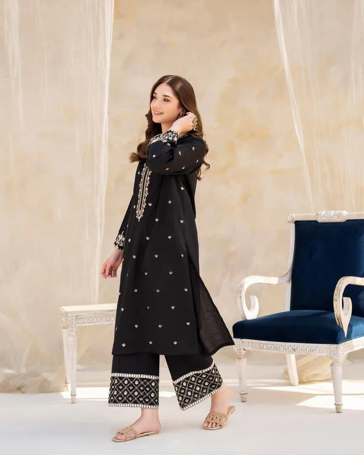 BLACK GULAB EMB 2PC SET