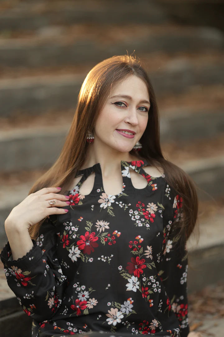 BLACK FLORAL 2PC