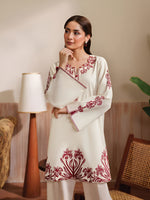 Cloothy Embroidered Collection featuring a model wearing a black and gold embroidered 2-piece lawn suit with intricate patterns.