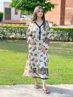 Full-length view of the Maha skin-toned outfit featuring a matching Farshi Shalwar for festive occasions.