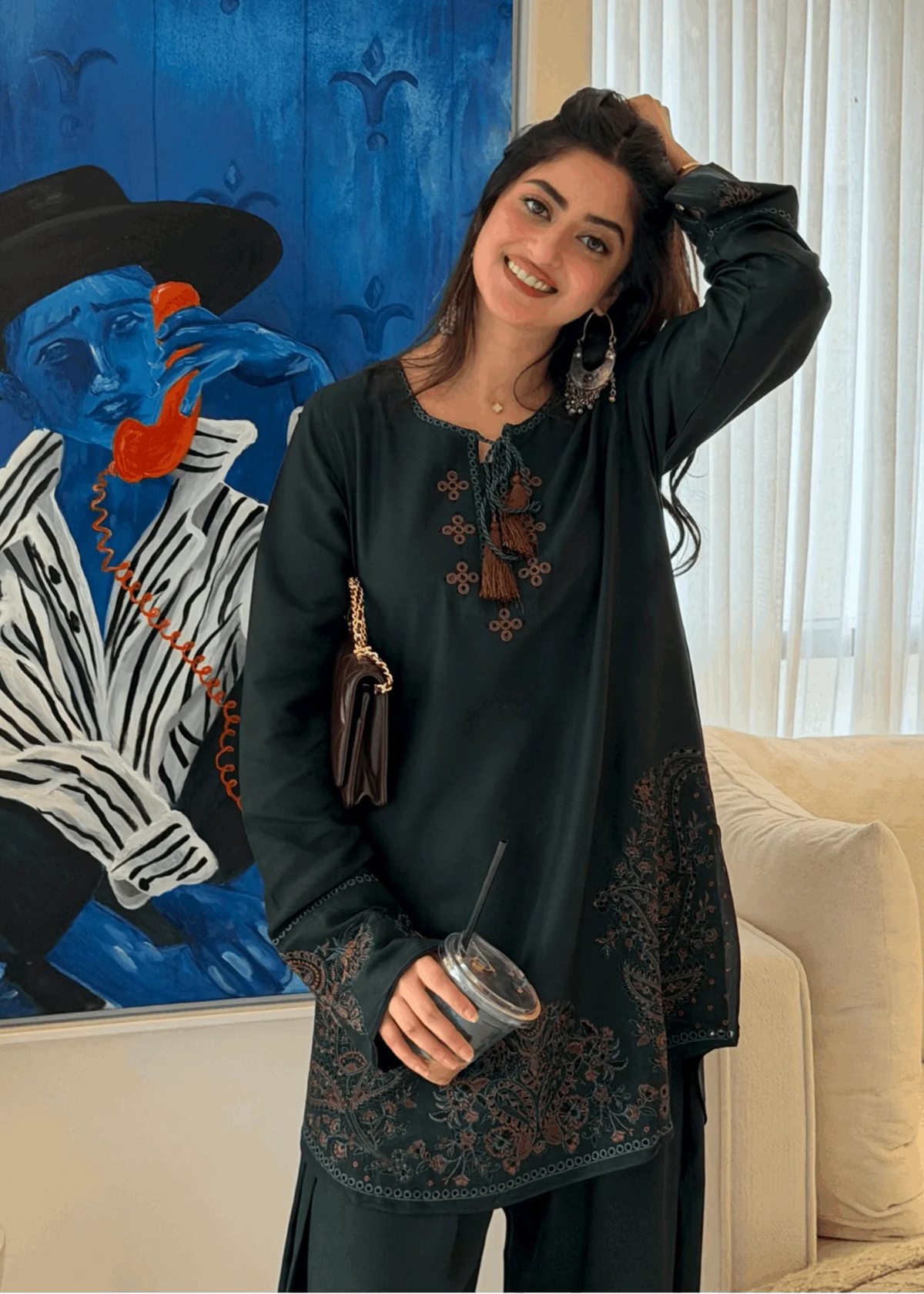 Full-length view of Bahaar Edit embroidered lawn suit for women, perfect for festive occasions.