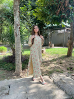 Full-length view of the Panah skin-toned suit set with matching Farshi Shalwar, ideal for festive occasions.