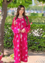 Pinky vibrant shocking pink 2-piece eastern co-ord set for women, featuring a beautifully tailored top and matching straight trousers.