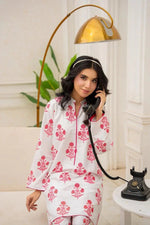 Snow Haze graceful white 2-piece Arabic lawn suit for women featuring a stylish tailored top and matching floral print.