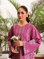 Close-up of the delicate embroidery and premium linen fabric on the Sunhraa 2PC suit.