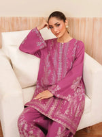 Close-up of the delicate embroidery and premium linen fabric on the Sunhraa 2PC suit.