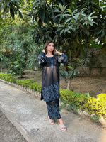 Full-length view of the Tammana black 2PC set, designed for a timeless and graceful look for festive and casual wear.